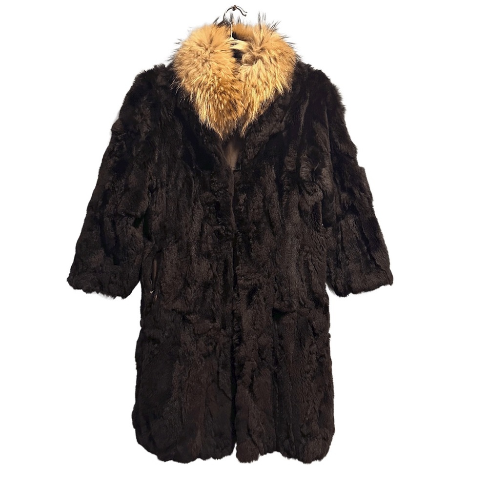 Adrienne Landau Fox Fur Collar Coat Jacket